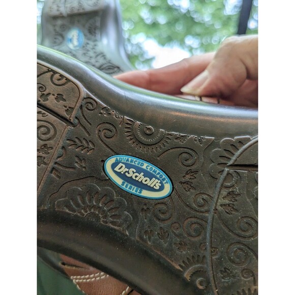 Dr Scholl's Sandals Women's sz 11 Brown Leather Woven Advanced Comfort Series - Picture 6 of 11